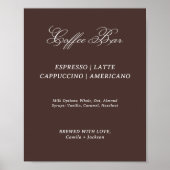 モダン ブラウン ウェディング コーヒーバー ポスター (正面)