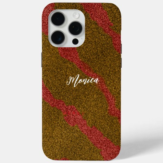 モダン ブラウン&ピンクグリッター 名前入り Case-Mate iPhoneケース (裏面)
