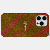 モダン ブラウン&ピンクグリッター 名前入り Case-Mate iPhoneケース (裏面 (横))