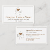 モダン ブラウン ミニマル ケアギバー 名刺 (正面/裏面)