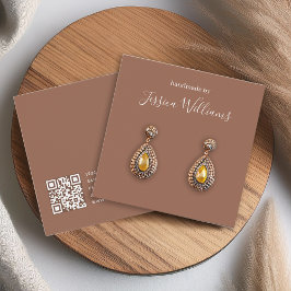 モダン ブラウン QR コード スクリプト イヤリング ディスプレイ カード