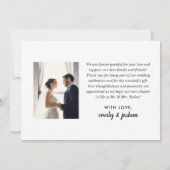 モダン ブラシ スクリプト ウェディング フォト サンクス サンキューカード (裏面)