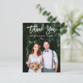 モダン ブラシ スクリプト ウェディング 花嫁 新郎 フォト Wt ポストカード (スタンド正面)