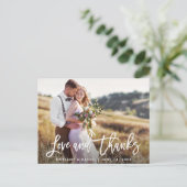 モダン ブラシ スクリプト ラブ サンクス | 結婚式の写真 ポストカード (スタンド正面)