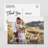 モダン ブラシ スクリプト ラブ サンクス | 結婚式の写真 ポストカード (正面/裏面)