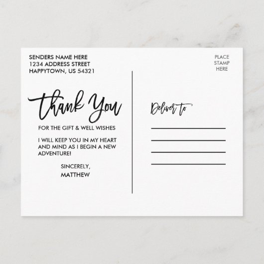 モダン ブラシ スクリプト 卒業式 4 枚の写真 感謝 ポストカード (裏面)