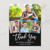 モダン ブラシ スクリプト 卒業式 4 枚の写真 感謝 ポストカード (正面)