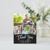 モダン ブラシ スクリプト 卒業式 4 枚の写真 感謝 ポストカード (スタンド正面)