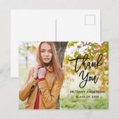 モダン ブラシ スクリプト 卒業 ありがとう ブラック ポストカード (正面/裏面)