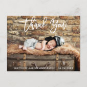 モダン ブラシ スクリプト 新しい赤ちゃん誕生 お礼 ポストカードW ポストカード (正面)