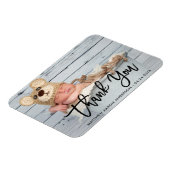 モダン ブラシ スクリプト 新生児 お礼 黒 マグネット (左側)