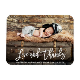 モダン ブラシ スクリプト 新生児 ラブ アンド サンクス ホワイト マグネット