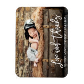 モダン ブラシ スクリプト 新生児 ラブ アンド サンクス ホワイト マグネット (縦)