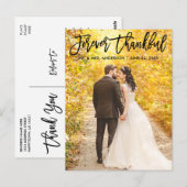 モダン ブラシ スクリプト 永遠に感謝 ウェディング フォト ポストカード (正面/裏面)