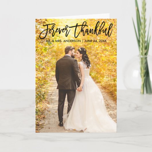 モダン ブラシ スクリプト 永遠に感謝 ウェディング フォールド サンキューカード (正面)