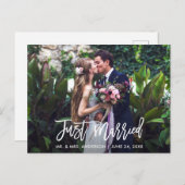 モダン ブラシ スクリプト 結婚しました 結婚写真 ポストカード (正面/裏面)