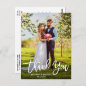 モダン ブラシ スクリプト | 結婚式の写真にお礼を ポストカード (正面/裏面)