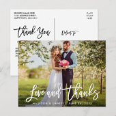 モダン ブラシ スクリプト 結婚式 フォト ラブ サンクス ポストカード (正面/裏面)