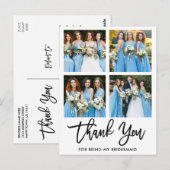 モダン ブラシ スクリプト 4 フォト ブライズメイド お礼 ポストカード (正面/裏面)