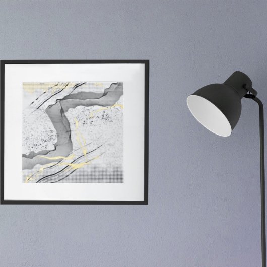 モダン ブラックアンドホワイト ゴールドフォイル ミニマルアート 箔ポスター