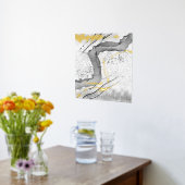 モダン ブラックアンドホワイト ゴールドフォイル ミニマルアート 箔ポスター (レイダウン (キッチン))