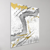 モダン ブラックアンドホワイト ゴールドフォイル ミニマルアート 箔ポスター (レイダウン)