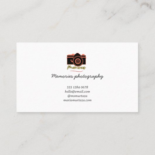 モダン&ブラックエレガントミニマル写真撮影ブシン 名刺 (裏面)