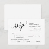 モダン ブラックカリグラフィー, 結婚式出欠確認 エンクロージャーカード (正面/裏面)