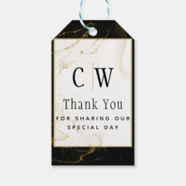 モダン ブラックゴールド グリッター ウェディング ギフトタグ