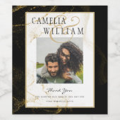 モダン ブラックゴールド グリッター ウェディング ワインラベル (シングルラベル)