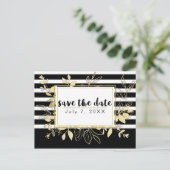 モダン ブラックゴールド ボタニカル グラムール セーブ・ザ・デート 案内ポストカード (スタンド正面)