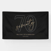 モダン ブラックゴールド 70歳の誕生日パーティーバナー 横断幕 (横)