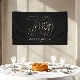 モダン ブラックゴールド 70歳の誕生日パーティーバナー 横断幕