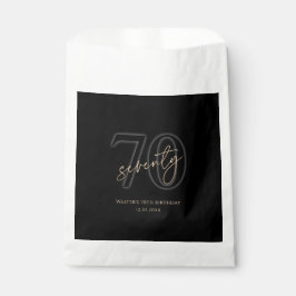 モダン ブラックゴールド 70歳の誕生日パーティー フェイバーバッグ