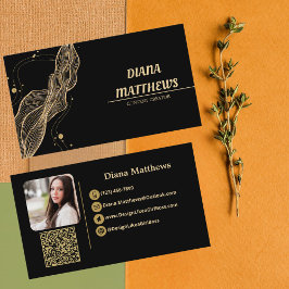 モダン ブラックゴールド, QRコード プロフェッショナル フォト 名刺