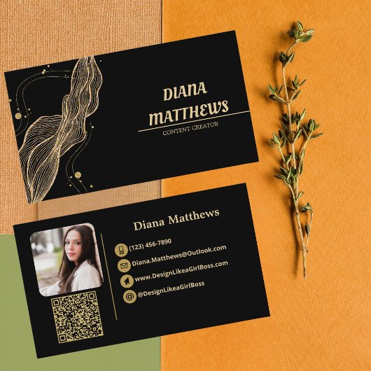 モダン ブラックゴールド, QRコード プロフェッショナル フォト 名刺