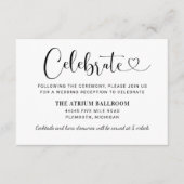 モダン ブラックハート スクリプト 結婚式の披露宴 エンクロージャーカード (正面)