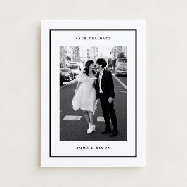 モダン ブラックフレーム 写真付き結婚式延期案内状 サンキューカード