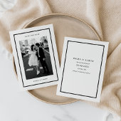 モダン ブラックフレーム 写真付き結婚式延期案内状 サンキューカード