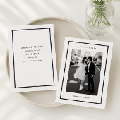 モダン ブラックフレーム 写真付き結婚式延期案内状 サンキューカード
