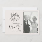 モダン ブラックボウ 結婚 歓喜 縦写真 シーズンカード (正面)