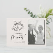 モダン ブラックボウ 結婚 歓喜 縦写真 シーズンカード (スタンド正面)