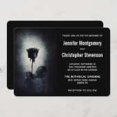 モダン ブラックローズ 血の雫る花弁 ウェディング 招待状 (正面/裏面)