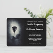 モダン ブラックローズ 血の雫る花弁 ウェディング 招待状 (スタンド正面)
