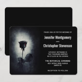 モダン ブラックローズ 血垂れる花弁 ウェディング 招待状 (正面/裏面)