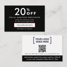 モダン ブラック アンド ホワイト 割引クーポン ロゴ QR 割引カード