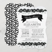 モダン ブラック アンブレラ ニュートラル ベビー シャワー 招待状 (正面/裏面)