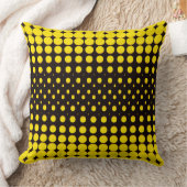 モダン ブラック イエロー ハーフトーン ドット クッション (ブランケット)
