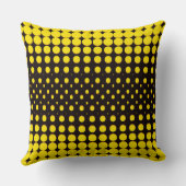 モダン ブラック イエロー ハーフトーン ドット クッション (裏面)