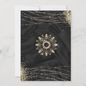 モダン ブラック ウィンター ゴールド スノー クリスマス パーティー インビ 招待状 (裏面)